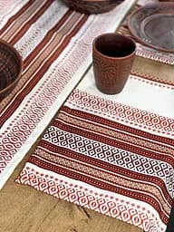 Льняная салфетка с украинским орнаментом Луч 30х40 см 21 шт. Красный