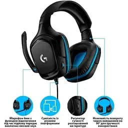 Навушники накладні Logitech G432 з мікрофоном (981-000770) - мініатюра 6