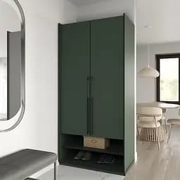 Шафа для одягу Flamecame з поличками на 2 двері у передпокій FR-03 Зелений Димчастий