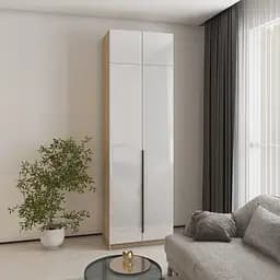 Шафа 2-дверна з антресоллю MebelStar Оскар Gloss BL-B, блок шухляд 80x52x260 см Дуб сонома/Білий (MBS-5373)