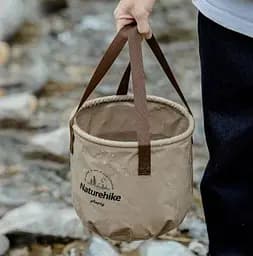Складане відро для води з ПВХ Naturehike NH20SJ040, 20 л, світло-коричневий - мініатюра 2