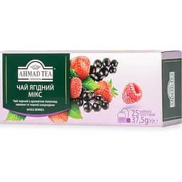 Чай Ahmad Tea Ягідний мікс чорний байховий дрібний з ароматом полуниці, малини та чорної смородини  25х1.5 г