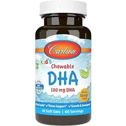 Жирные кислоты Carlson Labs Kid's Chewable DHA 60 капсул - апельсин