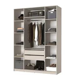 Шафа 4-дверна з антресоллю MebelStar Оскар ДСП BL-B, блок шухляд 160x52x260 см Сіра мишка (MBS-5026) - мініатюра 2