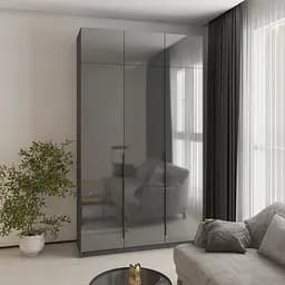 Шафа 3-дверна з антресоллю MebelStar Оскар Gloss BL-B, блок шухляд 150x52x260 см Антрацит/Антрацит (MBS-5481)