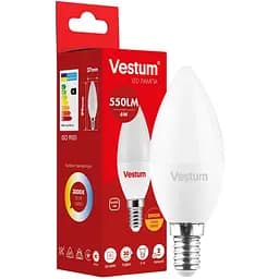 Светодиодная лампа Vestum C37 6W 3000K 220V E14 1-VS-1304