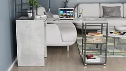 Стіл-тумба трансформер Смарт 3/1 з етажеркою Ferrum-decor 1430x1450x500 Чорний метал ДСП Бетон 16 мм (FRD-105115) - мініатюра 11