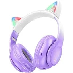 Навушники Hoco w42 Cat Ear Bluetooth Світяться LED фіолетові 6931474795854