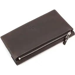 Шкіряне портмоне Elegante шоколад матовий GRANDE PELLE 20х11х2 см acs0032196 - мініатюра 4