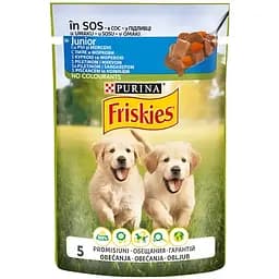 Вологий корм для цуценят Friskies Junior шматочки у підливці з куркою та морквою 1.02 кг (12 шт. х 85 г) - мініатюра 2