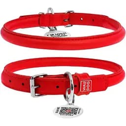 Нашийник для собак Waudog Glamour шкіряний з QR паспортом, круглий, L, Д 13 мм, Дов 45-53 см (4820152561480)