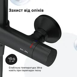 Душова система ShowerSpot з термостатом Am.Pm Like black matt F0780422, Чорний матовий - мініатюра 8