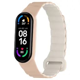 Ремінець Dual-color Magnetic для Xiaomi Mi Band 7/6/5/4/3 Beige / White