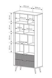 Стелаж Perfect Home Ланте / Lante 2S з 2 шухлядами і золотими ніжками Чорний (PFH-091189) - мініатюра 4