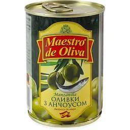 Оливки Maestro de Oliva без косточки анчоус 280 г жестяная банка ключ