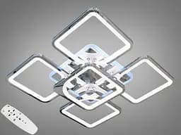 Серебряная диодная люстра в зал с диммером и подсветкой, 150W