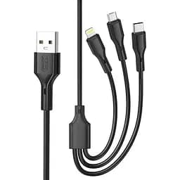 Кабель XO NB230 2.4A Rock series 3 in 1 data cable Чорний