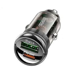 Автомобільний зарядний пристрій HOCO Z53A Vision PD30W+QC3.0 transparent чорний - мініатюра 5