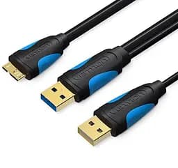 Кабель Vention USB3.0 A Male to Micro B Male Hard Disk Cable with USB2.0 Male 1M Black (VAS-A62-B100)