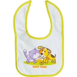 Слюнявчик-нагрудник на липучках Baby Team Зверята желтый (6506)