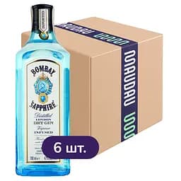 Упаковка джина Bombay Sapphire London Dry Gin 47% 4.2 л (0.7 л х 6 шт.)