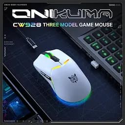 Комп'ютерна мишка Onikuma для ПК та ноутбука CW-98 12000 DPI Bluetooth 2.4GHz RGB підсвітка Білий - мініатюра 3