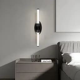 Видовжене подвійне світлодіодне бра Line F з рельєфним розсіювачем 60 см чорне Арт. WB38/600 BK