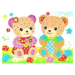 Детская мозаика по номерам "Медвежата" 13-126-5 разноцветные камешки