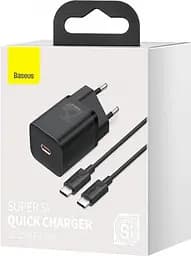 Мережевий зарядний пристрій Baseus Super Si 1Type-C + Cable Type-C to Type-C 1m 25W TZCCSUP-L01 Black - мініатюра 4