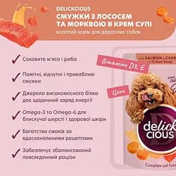Вологий корм для собак Delickcious Смужки з лососем та морквою в крем супі 85 г - мініатюра 4