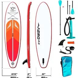 Надувна SUP дошка AERO Board 2.0 (320х15х80см) 10.6' Red Orange [140354] - мініатюра 2
