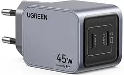Сетевое зарядное устройство для Ugreen X707 2xUSB-C 45W PD GaN Tech QC4.0 PD3.0 серый (35008)