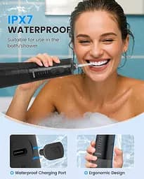 Бездротовий водяний стоматологічний флоссер Water Flosser 9 реактивних наконечників 5 режимів 300ML IPX7 водонепроникний - мініатюра 7