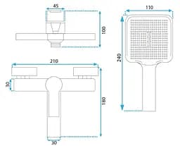 Змішувач для ванни Rea Argus black (REA-B6406) - мініатюра 4
