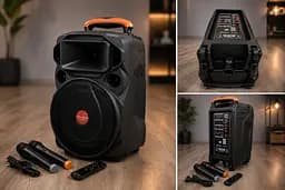 Портативна колонка Su-Kam SU 612 / Bluetooth колонка з 2 мікрофонами / Автономна акустична караоке-колонка - мініатюра 4