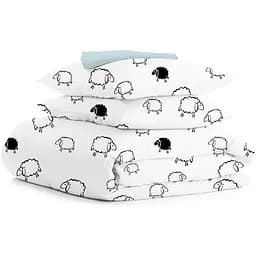 Комплект постільної білизни Cosas Sheep dark black Полуторний чорний (SheepBlackWhite_LightBlue_160)