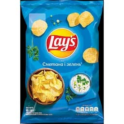 Чипсы Lays со вкусом сметаны и зелени 60 г (920458)