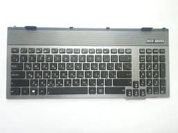 Клавіатура для ноутбуків Asus G55 чорна з сірою металевою рамкою, з підсвічуванням RU/US