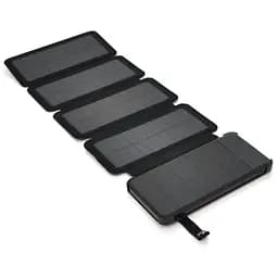 Power bank 12000 mAh Solar, (5V / 200mA), 2xUSB, 5V / 1A / 2.1A, USB microUSB, ударо захищений прогумований корпус, Black, Corton BOX