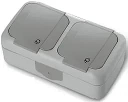 Розетка 2-а із заземленням і кришкою VIKO Palmiye сірий (90555588)