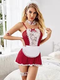 Сексуальний костюм Покоївки One Size (S-M) еротичний рольовий костюм червоний