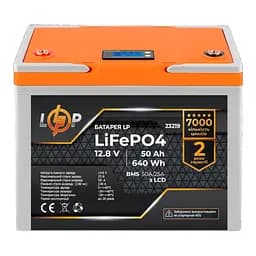 Акумулятор LP LiFePO4 12,8V - 50 Ah (640Wh) (BMS 50A/25A) пластик LCD