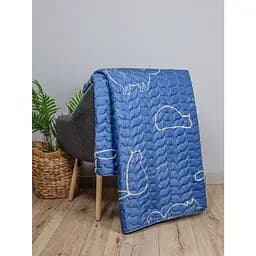 Покривало стьобане Home Line Коти 160x210 см синє (192261) - мініатюра 2
