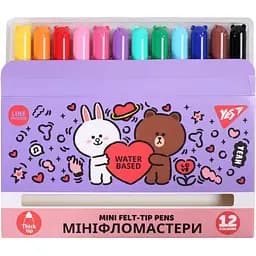 Фломастери Yes Line Friends 12 кольорів Mini (650594)