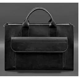 Шкіряна сумка для ноутбука та документів Універсальна чорна Crazy Horse