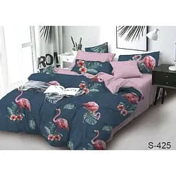 Комплект постільної білизни TAG Tekstil із компаньйоном Євро Темно-синій 000141920 (S425)