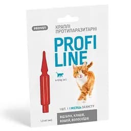 Капли ProVET Profiline для кошек 4-8 кг 1 пипетка 1.0 мл инсектоакарицид