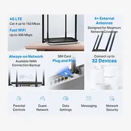Mercusys Маршрутизатор MB115-4G N300, 4G/LTE, 3xFE LAN, 1xFE WAN - мініатюра 5