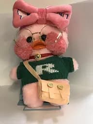 М'яка Качка Lalafanfan Duck в одязі 30см у пов'язці рожева