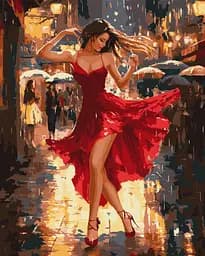 Набор для росписи по номерам Танец под дождем, Ideyka, 40x50 см, КНО8498